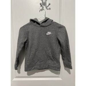 NIKE Sportswear Boys' Club Fleece Pullover Hoodie Carbon Heather Size 6-7‎ Years